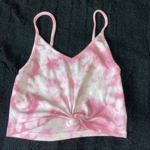 Tye Dye Pink & White Cropped Tank